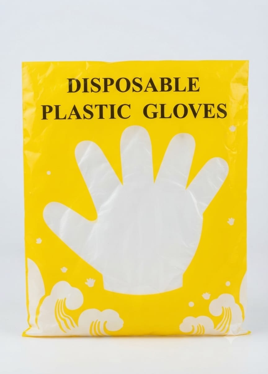 Disposable plastic gloves
