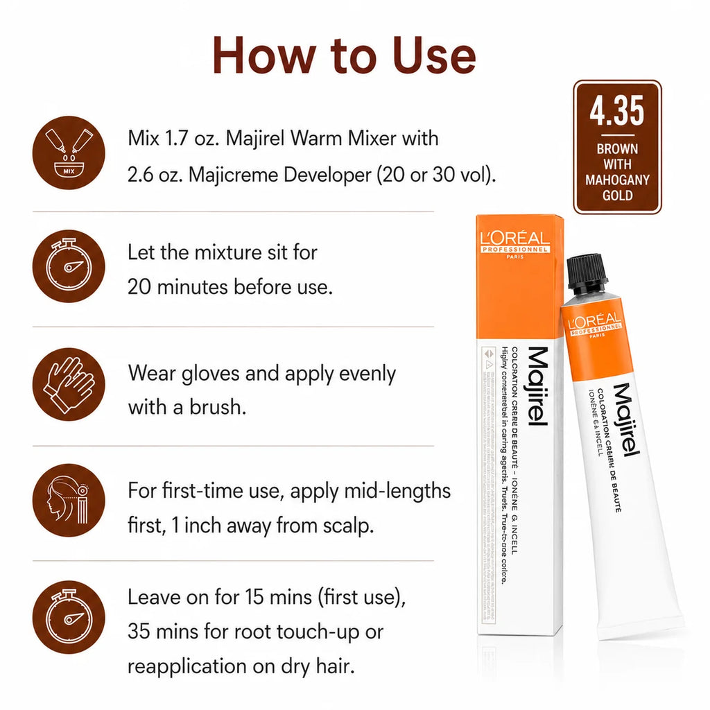 Loreal Majirel 4.35 Brown With Mahogany Gold 60Ml