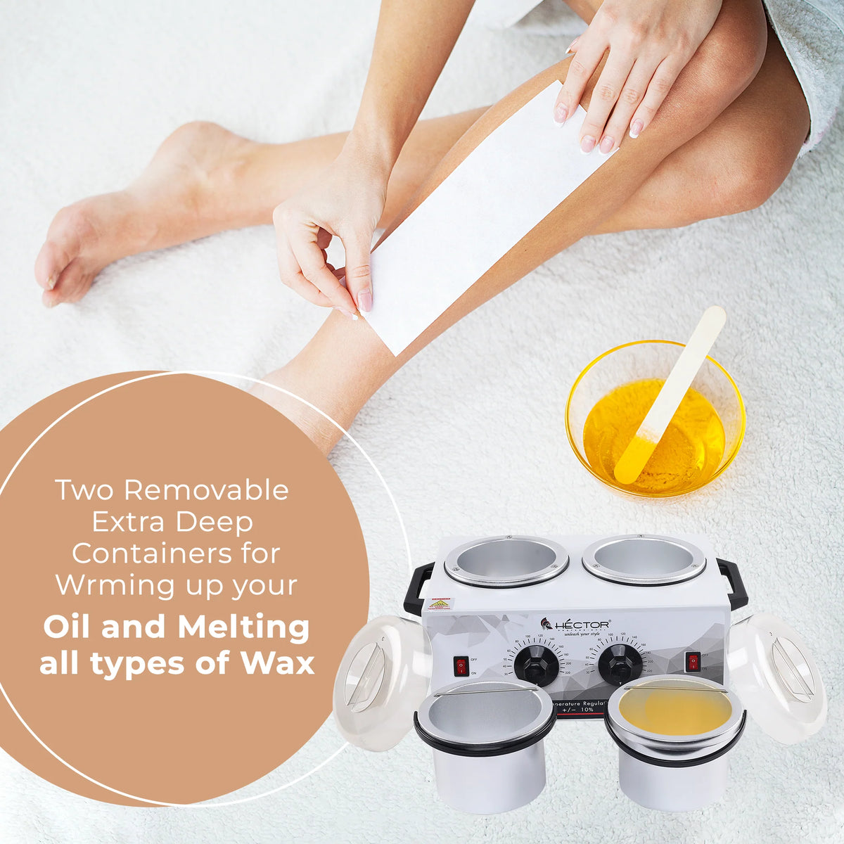 Hector Professional Double Wax Heater with Temperature control and double pot for Salon/Home