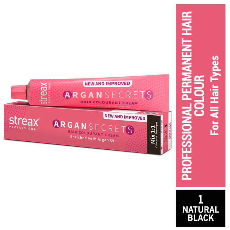 Streax Professional
Argan Secrets Hair Colourant Cream - Natural Black 1
(60gm)
