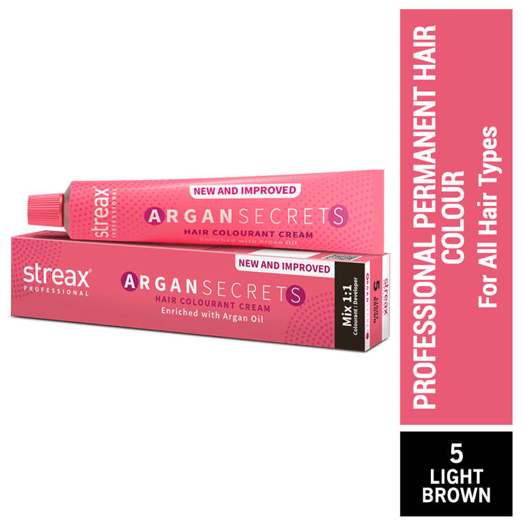 Streax Professional
Argan Secrets Hair Colourant Cream - Light Brown 5
(60gm)